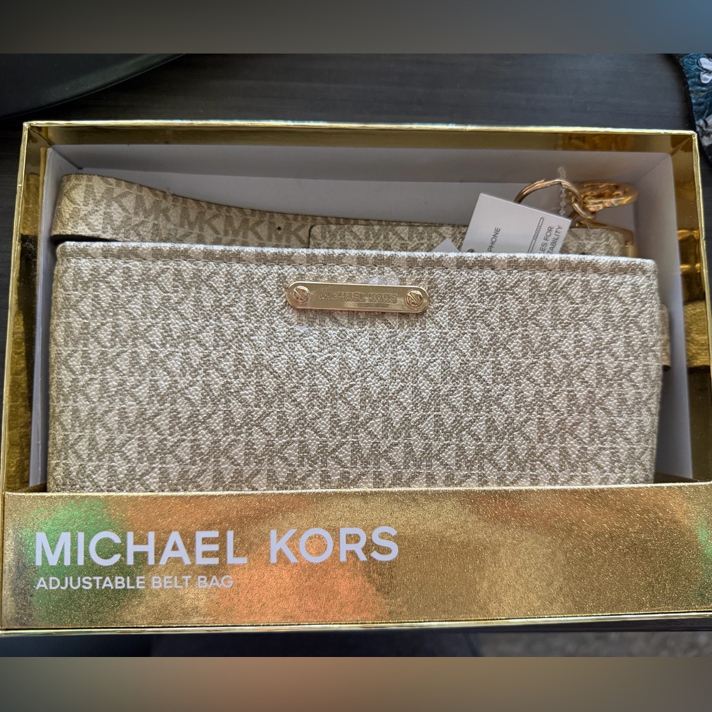 Michael Kors Beige and Gold Belt Bag